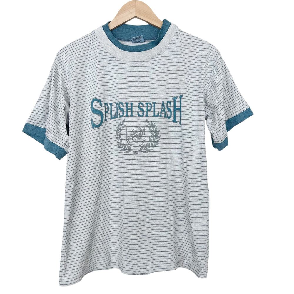Vintage Sun Triangle Splish Splash Ringer T Shirt Sz S-M